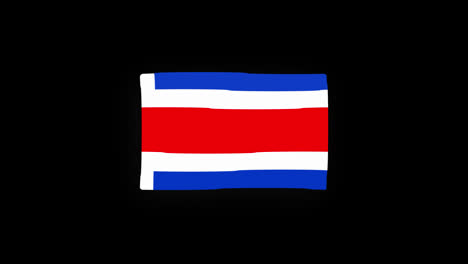 Nationalflagge-Von-Costa-Rica,-Ländersymbol,-Nahtlose-Schleifenanimation,-Winken-Mit-Alphakanal